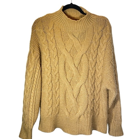 AVA & VIV Women sz X (14W)  gold/tan chunky cable knit  turtleneck sweater - Picture 1 of 9